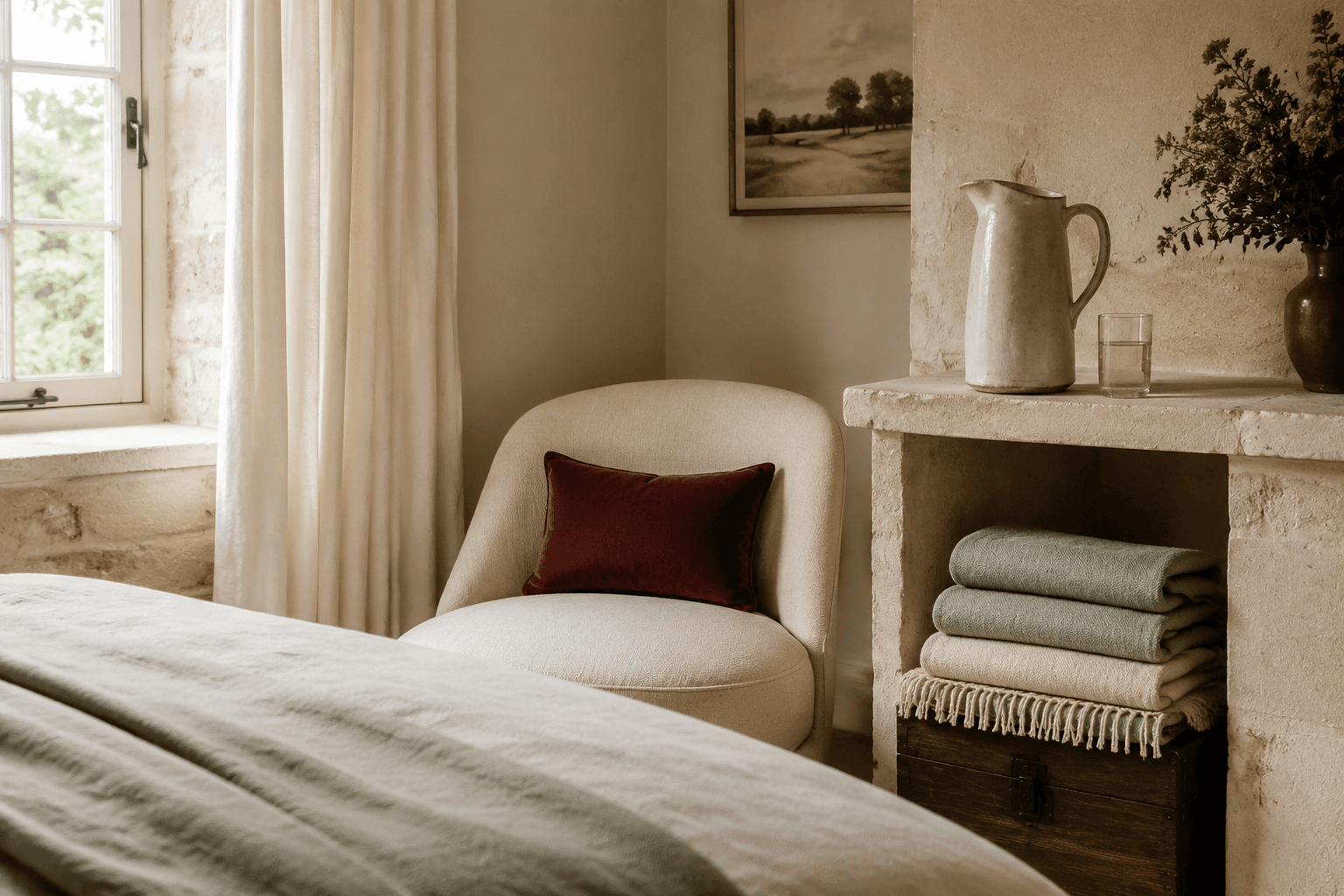 Guest Nook styled in a Cotswold decorative living palette